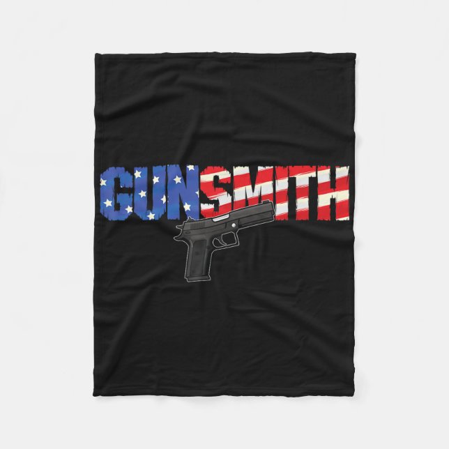 American Gunsmith Patriot Usa Flag Retro Style Gun Fleece Blanket (Front)
