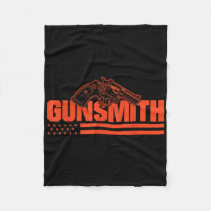 American Gunsmith Patriot Usa Flag Retro Style Gun Fleece Blanket