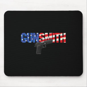 American Gunsmith Patriot Usa Flag Retro Style Gun Mouse Mat