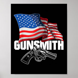 American Gunsmith Patriot Usa Flag Retro Style Gun Poster