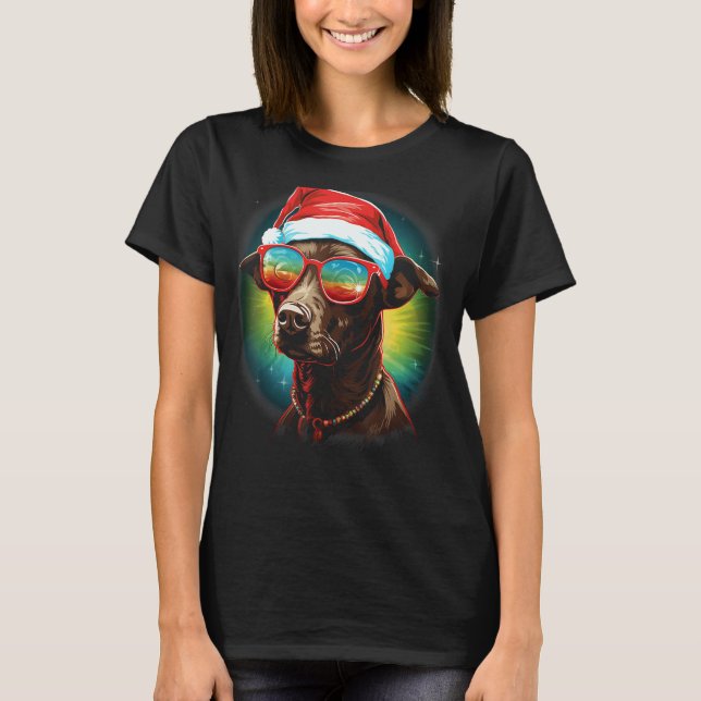 American Hairless Terrier Christmas Dog Xmas Holid T-Shirt (Front)