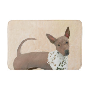 American Hairless Terrier Painting - Dog Art Bath Mat