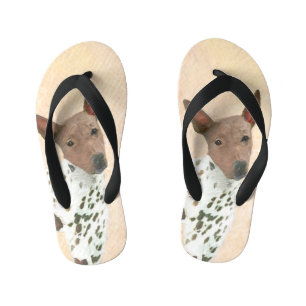 American Hairless Terrier Painting - Dog Art Kid's Flip Flops