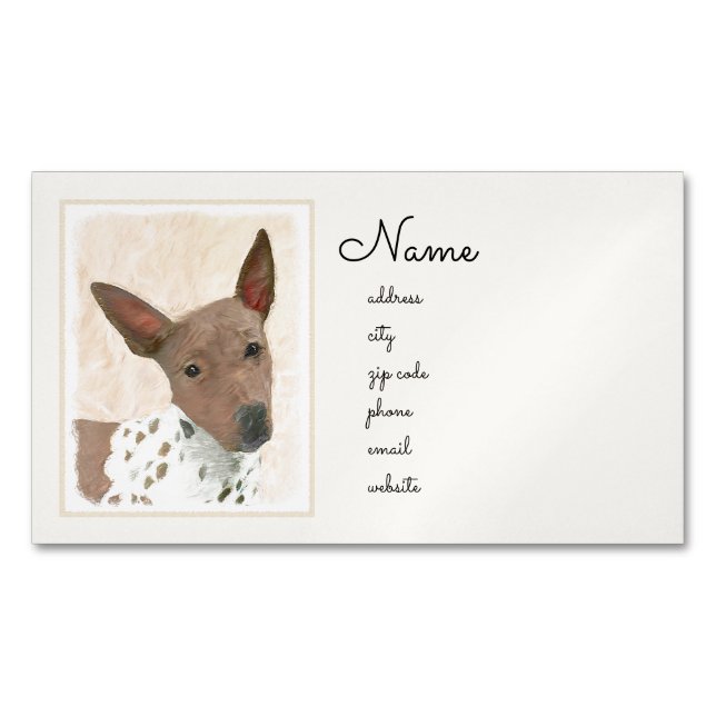 American Hairless Terrier Painting - Dog Art Magnetic Business Card (Front)