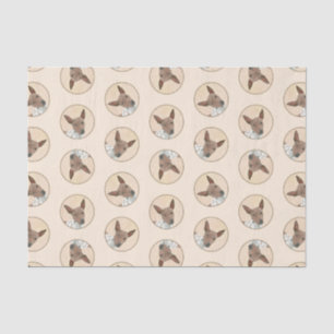 American Hairless Terrier Tan Painting Dog Art Tissue Paper