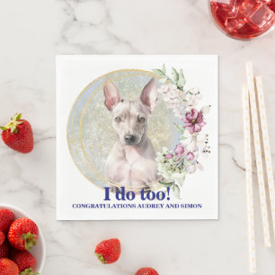 American Hairless Terrier Wedding Napkins With Dog