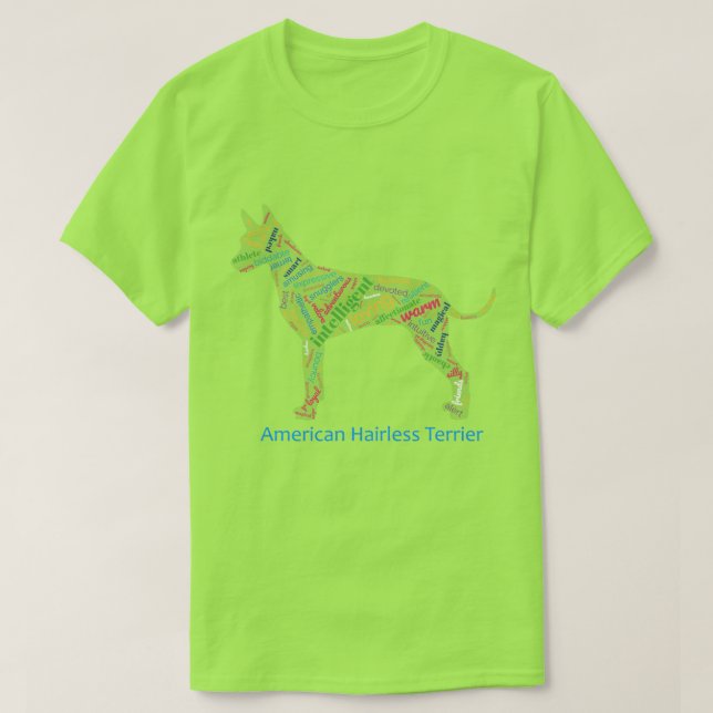 American Hairless Terrier Word Cloud Men Tshirt (Design Front)