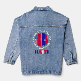 American Haitian Heritage Patriot Heart Haiti Flag Denim Jacket