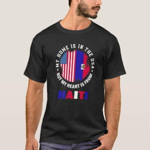 American Haitian Heritage Patriot Heart Haiti Flag T-Shirt