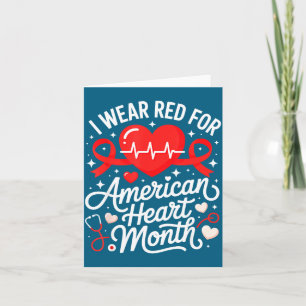 American Heart Disease Awareness Month Ribbon Red  Card