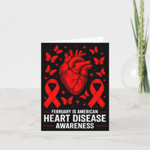American Heart Disease Awareness Month Ribbon Red Card