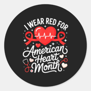 American Heart Disease Awareness Month Ribbon Red  Classic Round Sticker