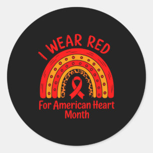 American Heart Disease Awareness Month Ribbon Red  Classic Round Sticker