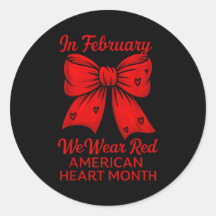 American Heart Disease Awareness Month Ribbon Red  Classic Round Sticker