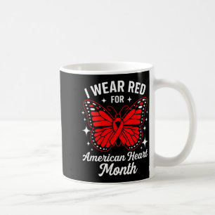 American Heart Disease Awareness Month Ribbon Red  Coffee Mug