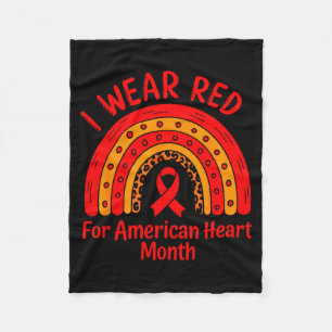 American Heart Disease Awareness Month Ribbon Red Fleece Blanket