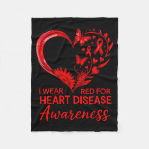 American Heart Disease Awareness Month Ribbon Red Fleece Blanket