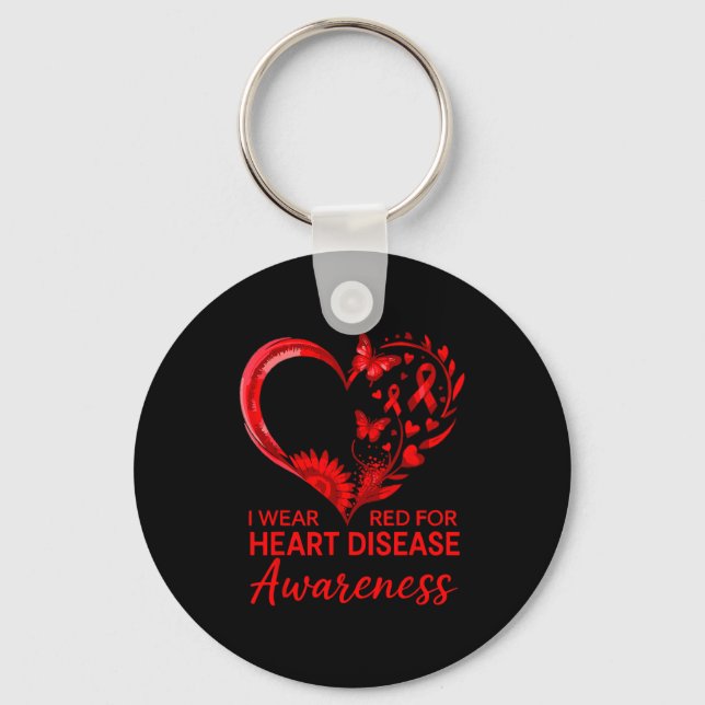 American Heart Disease Awareness Month Ribbon Red  Key Ring (Front)