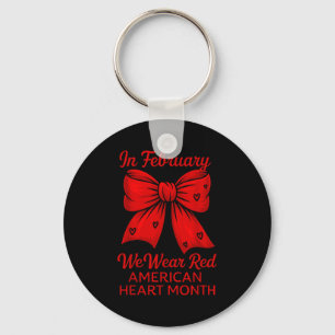 American Heart Disease Awareness Month Ribbon Red  Key Ring