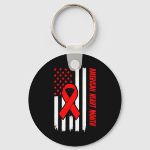 American Heart Disease Awareness Month Ribbon Red  Key Ring