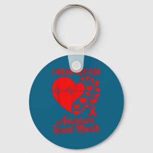 American Heart Disease Awareness Month Ribbon Red  Key Ring