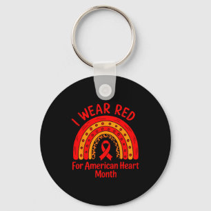 American Heart Disease Awareness Month Ribbon Red  Key Ring