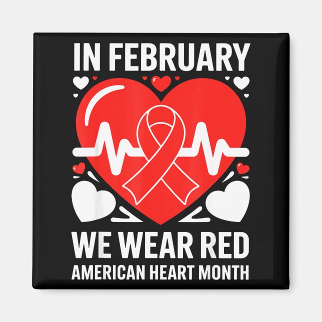 American Heart Disease Awareness Month Ribbon Red  Magnet (Front)