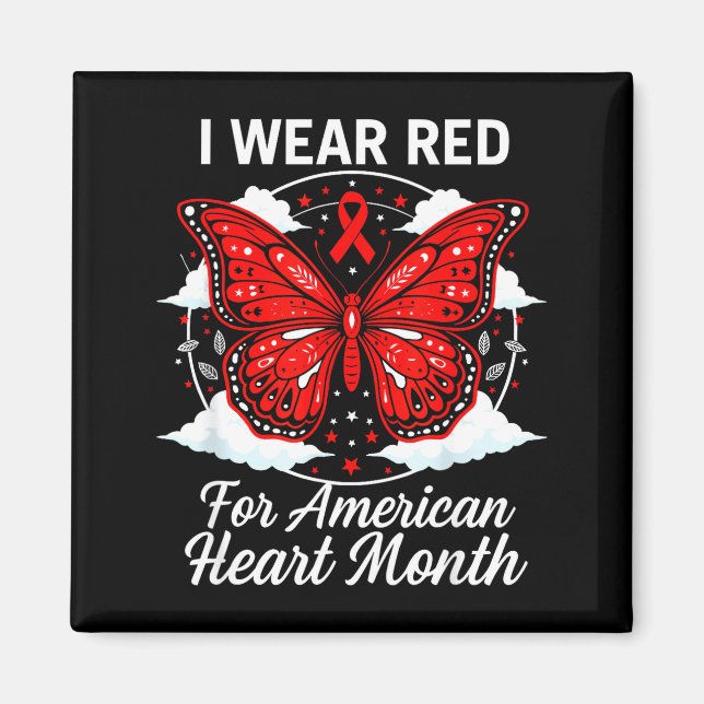 American Heart Disease Awareness Month Ribbon Red  Magnet (Front)