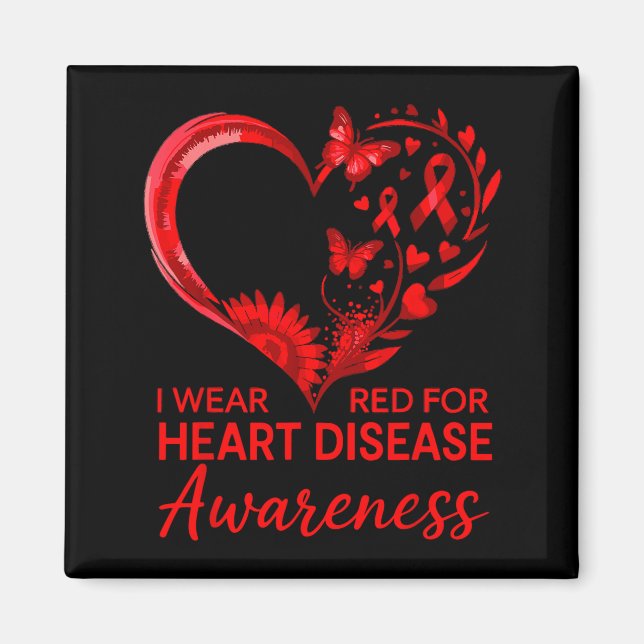American Heart Disease Awareness Month Ribbon Red  Magnet (Front)
