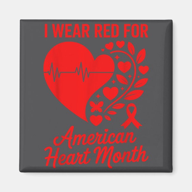 American Heart Disease Awareness Month Ribbon Red  Magnet (Front)