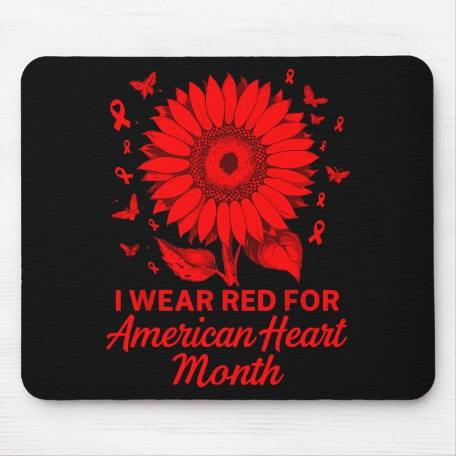 American Heart Disease Awareness Month Ribbon Red  Mouse Mat (Front)