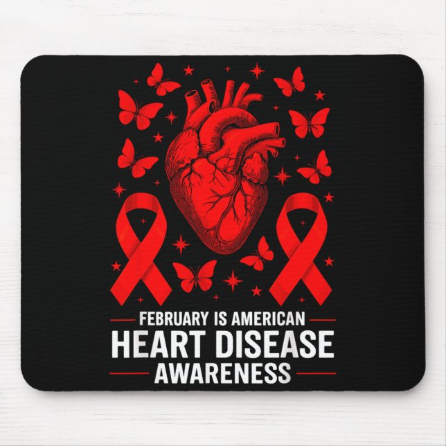 American Heart Disease Awareness Month Ribbon Red  Mouse Mat (Front)