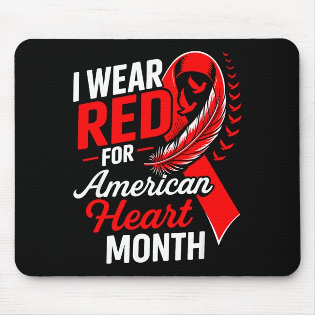 American Heart Disease Awareness Month Ribbon Red  Mouse Mat (Front)