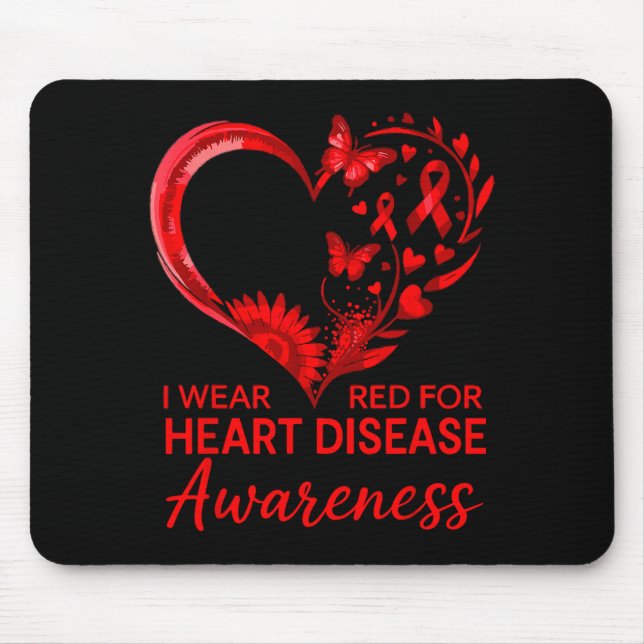 American Heart Disease Awareness Month Ribbon Red  Mouse Mat (Front)