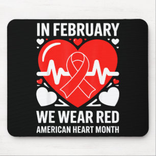 American Heart Disease Awareness Month Ribbon Red  Mouse Mat