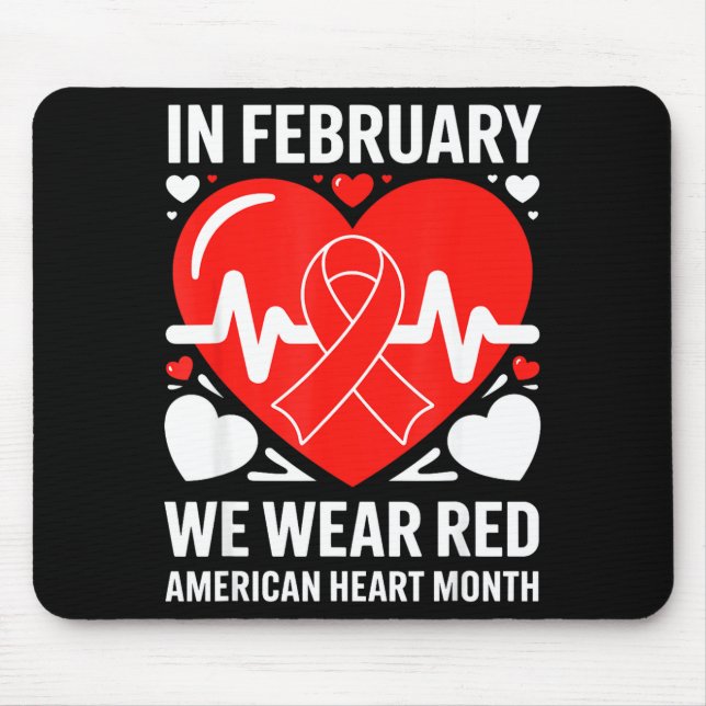 American Heart Disease Awareness Month Ribbon Red  Mouse Mat (Front)