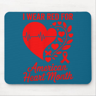 American Heart Disease Awareness Month Ribbon Red Mouse Mat