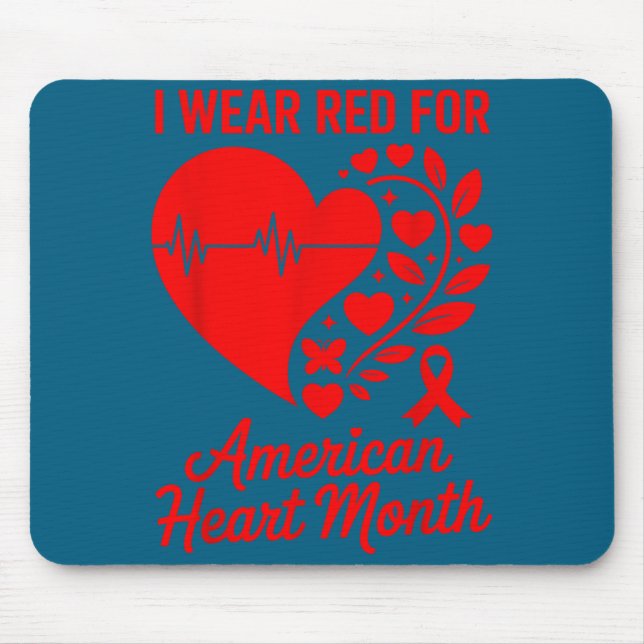American Heart Disease Awareness Month Ribbon Red  Mouse Mat (Front)