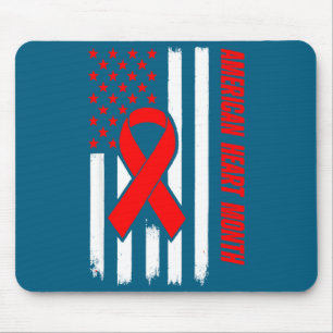 American Heart Disease Awareness Month Ribbon Red Mouse Mat