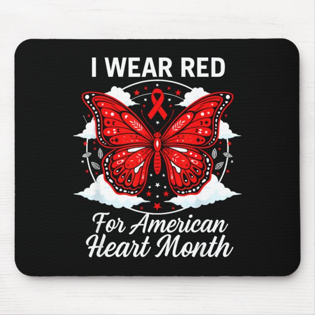 American Heart Disease Awareness Month Ribbon Red  Mouse Mat (Front)