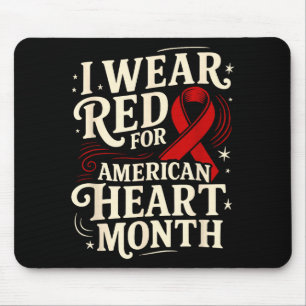 American Heart Disease Awareness Month Ribbon Red  Mouse Mat