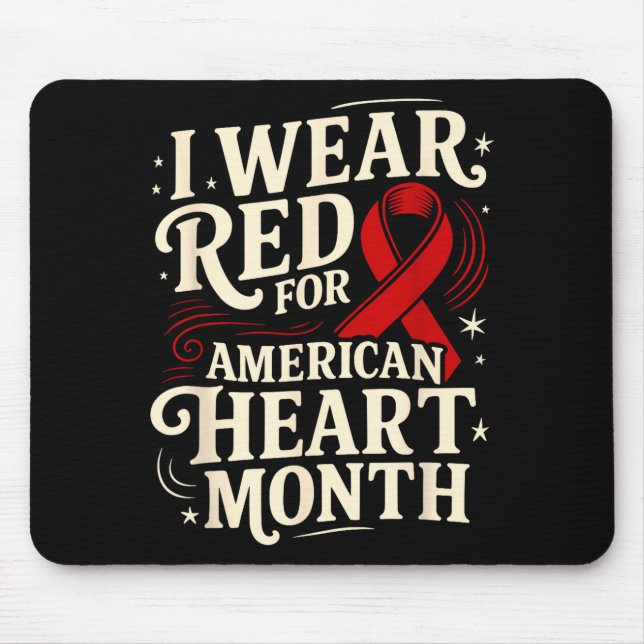 American Heart Disease Awareness Month Ribbon Red  Mouse Mat (Front)