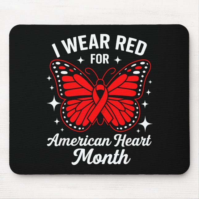 American Heart Disease Awareness Month Ribbon Red  Mouse Mat (Front)