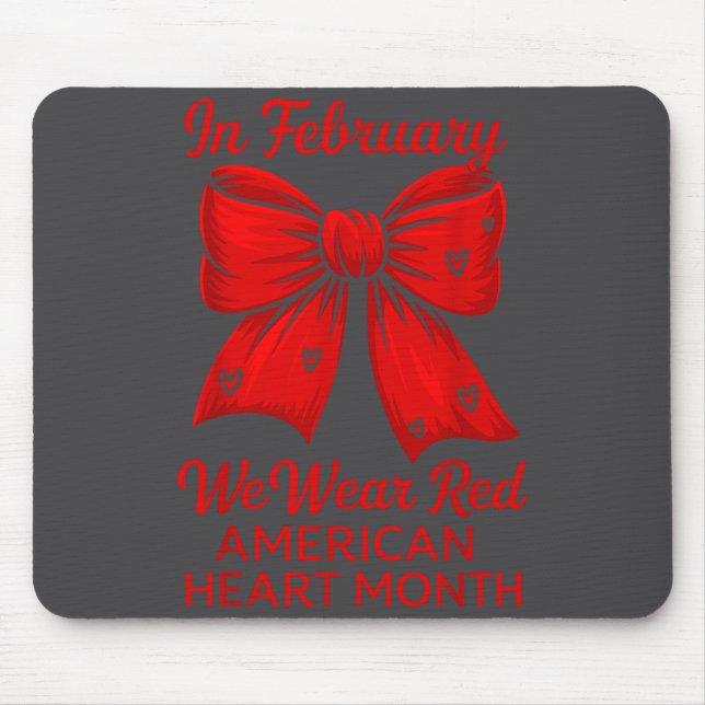 American Heart Disease Awareness Month Ribbon Red  Mouse Mat (Front)