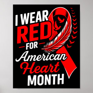 American Heart Disease Awareness Month Ribbon Red  Poster