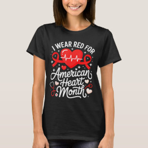 American Heart Disease Awareness Month Ribbon Red  T-Shirt