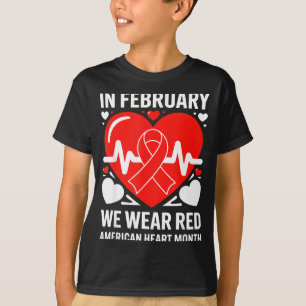 American Heart Disease Awareness Month Ribbon Red T-Shirt