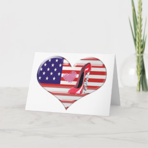 American Heart Flag and Corkscrew stiletto Shoe Card