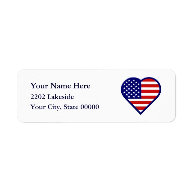 American Heart Flag USA Return Address Label (Front)