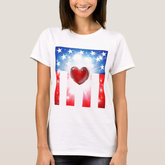 American Heart Patriotic Background T-Shirt